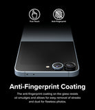 Galaxy Z Flip 7 FE | Camera Lens Frame Glass (2 Pack) - Close-up of phone camera lens protectors highlighting anti-fingerprint and touch sensitivity features.