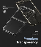 Galaxy Z Flip 7 FE Case | Fusion - Comparison of a yellowed old phone case and a clear new premium transparent case.