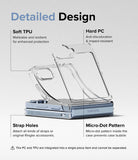 Galaxy Z Flip 7 FE Case | Fusion - Exploded view of a clear phone case highlighting TPU, PC, strap holes, and micro-dots.