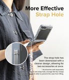 Galaxy Z Flip 7 FE Case | Fusion Design - A person holding a phone with a strap hole detail showing two cords attached.