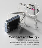 Galaxy Z Flip 7 FE Case | Fusion Design - Clear floral phone case with a connected hinge design shown in a close-up.