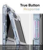 Galaxy Z Flip 7 FE Case | Fusion Design - Clear phone case showing detailed button cutouts and tactile response design.