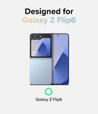Galaxy Z Flip 6 Case | Fusion Design - A light blue Galaxy Z Flip 6 shown folded and unfolded against a white background.
