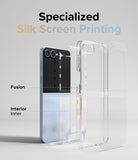 Galaxy Z Flip 7 FE Case | Fusion Design - Exploded view of a phone case showing silk screen printing layers and interior.