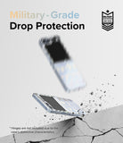 Galaxy Z Flip 7 FE Case | Fusion Design - A Galaxy Z Flip phone in a clear case falling toward a cracked concrete surface.