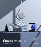 Galaxy Z Flip 6 Case | Fusion Magnetic - Clear magnetic cases for Galaxy Z Flip 6 stacked and floating on a blue pedestal.