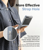 Galaxy Z Flip 7 FE Case | Fusion Magnetic - Person holding a phone with a close-up inset showing a dual-strap hole.