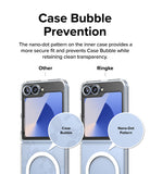 Galaxy Z Flip 7 FE Case | Fusion Magnetic - Comparison showing Ringke nano-dot pattern preventing case bubbles.