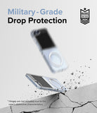 Galaxy Z Flip 7 FE Case | Fusion Magnetic - A clear phone case falling onto a cracked surface with military-grade protection.