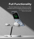 Galaxy Z Flip 7 FE Case | Fusion Magnetic - A Galaxy Z Flip phone in a clear magnetic case charging on a stand.