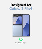 Galaxy Z Flip 6 Case | Slim - Light blue Galaxy Z Flip6 phone shown folded and unfolded against a clean background.