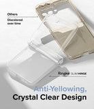 Galaxy Z Flip 7 FE Case | Slim Hinge - Comparison of a clear Ringke case versus a discolored competitor phone case.
