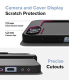 Galaxy Z Flip 7 FE Case | Slim Hinge Magnetic - Close-up of phone case showing raised camera and screen bezels.