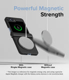 Galaxy Z Flip 7 FE Case | Slim Hinge Magnetic - A magnetic charger sticks to a phone case while falling off a bare phone.