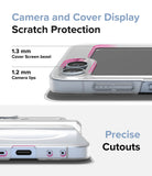Galaxy Z Flip 7 FE Case | Slim Hinge Magnetic - Close-up of phone case showing raised camera and screen bezels and precise port cutouts.