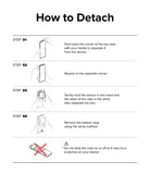 Galaxy Z Flip 7 FE Case | Slim Hinge Magnetic - Four-step instructional diagram showing how to safely detach the phone case from the device.