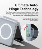 Galaxy Z Flip 7 FE Case | Slim Hinge Magnetic - Clear phone case with magnetic ring and auto-folding hinge mechanism shown in a circular inset.