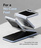 Galaxy Z Flip 7 FE Case | Slim Hinge Magnetic - Clear slim magnetic phone case with a protective hinge cover shown on a folding smartphone.