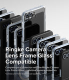 Galaxy Z Flip 7 FE Case | Slim - Multiple folded phones in clear and black cases with individual camera lens protectors.