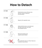 Galaxy Z Flip 7 FE Case | Slim - Four-step illustrated guide showing how to safely detach a slim case from a foldable phone.