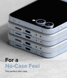 Galaxy Z Flip 7 FE Case | Slim - Three stacked light blue Galaxy Z Flip phones showing slim, precise port cutouts.