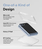 Galaxy Z Flip 7 FE Case | Slim - Exploded view of a Galaxy Z Flip phone with a clear case highlighting micro-dots and coating.
