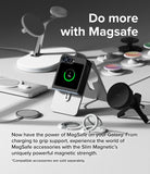 Galaxy Z Flip 7 FE Case | Slim Magnetic - Foldable phone in a magnetic case charging on a stand with various accessories.