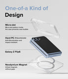 Galaxy Z Flip 7 FE Case | Slim Magnetic - Exploded view of a Galaxy Z Flip phone with a clear magnetic case.