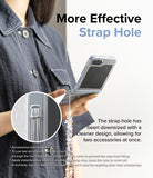 Galaxy Z Flip 7 FE Case | Slim Magnetic - Person holding a phone with a close-up inset showing a dual-strap attachment hole.