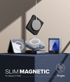 Galaxy Z Flip 6 Case | Slim Magnetic - Magnetic phone cases for Galaxy Z Flip 6 stacked and suspended with a charger.