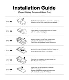 Galaxy Z Flip 7 Screen Protector | 3-in-1 Protector Pro - Six-step illustrated guide for installing a tempered glass cover display protector.