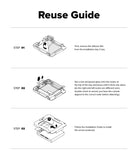 Galaxy Z Flip 7 Screen Protector | Cover Display Tempered Glass Pro (2 Pack) - Three-step diagram showing how to reuse the installation tray for a new glass protector.