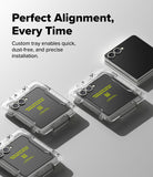 [Bundle] Galaxy Z Flip 7 Clear | Fusion - Galaxy Z Flip 7 phones in clear installation trays for precise screen protector application.