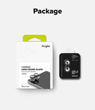 Galaxy Z Flip 7 | Camera Lens Frame Glass (2 Pack) - Retail packaging and two black camera lens protectors for Galaxy Z Flip 7.