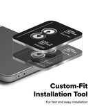 [Bundle] Galaxy Z Flip 7 Clear | Fusion - Installation tool aligning tempered glass protectors onto phone camera lenses.