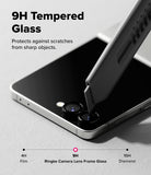 [Bundle] Galaxy Z Flip 7 Clear | Fusion - Galaxy Z Flip 7 Clear | Fusion - A utility knife blade touches a phone camera lens protected by 9H tempered glass.