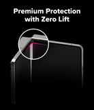 Galaxy Z Flip 7 Screen Protector | Dual Easy Pro Film (2 Pack) - Close-up of a folded phone screen edge highlighted to show a secure, lift-free fit.