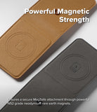 Galaxy Z Flip 7 Cover | Folio Grip Wallet Magnetic - Tan and black leather magnetic wallet cases with circular MagSafe alignment rings embossed.