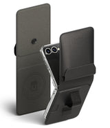 Galaxy Z Flip 7 Cover | Folio Grip Wallet Magnetic - Black leather folio wallet case with magnetic closure and finger strap for Galaxy Z Flip 7.