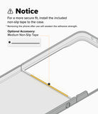 Galaxy Z Flip 7 Case | Fusion Design - Diagram showing where to apply non-slip adhesive tape to the phone case interior.