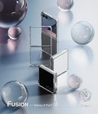 [Bundle] Galaxy Z Flip 7 Clear | Fusion - Clear cases on open and closed Galaxy Z Flip 7 phones with floating glass spheres.