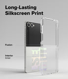 Galaxy Z Flip 7 Case | Fusion Design - Clear phone case showing fusion and interior silkscreen print layers on a phone.