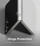 [Bundle] Galaxy Z Flip 7 Case | Fusion Magnetic - Galaxy Z Flip 7 Case | Fusion Magnetic - Close-up of a foldable phone hinge with a protective film being peeled off.