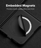 Galaxy Z Flip 7 Case | Onyx Magnetic - Black phone case showing an embedded circular magnet ring under a peeling layer.