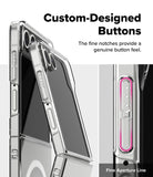 Galaxy Z Flip 7 Case | Slim Magnetic - Clear phone case showing detailed side buttons with highlighted fine notches.