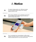 Galaxy Z Flip 7 Case | Slim Magnetic - Informational notice listing charging and Samsung Wallet compatibility tips.