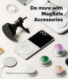 Galaxy Z Flip 7 Case | Slim Magnetic - Galaxy Z Flip 7 with magnetic case surrounded by various MagSafe accessories.