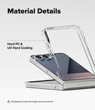 Galaxy Z Flip 7 Case | Slim Magnetic - Clear hard PC case hovering above a folded Galaxy Z Flip 7 phone.