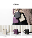Galaxy Z Flip Case | Folio Signature Black - Three textured folio cases in black, purple, and cream beige with shoulder straps.