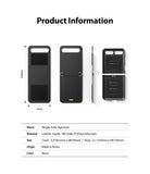 Galaxy Z Flip Case | Folio Signature Black - Technical diagram showing dimensions and components of a black leather folio case.